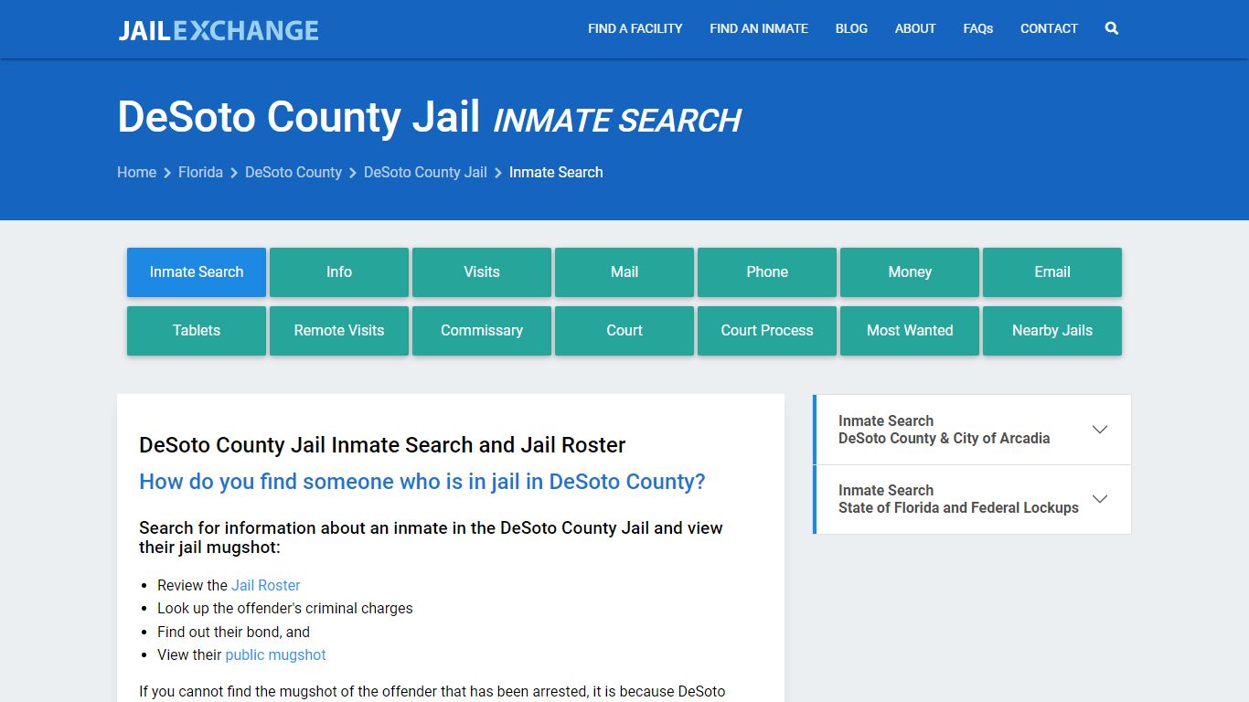 Inmate Search: Roster & Mugshots - DeSoto County Jail, FL