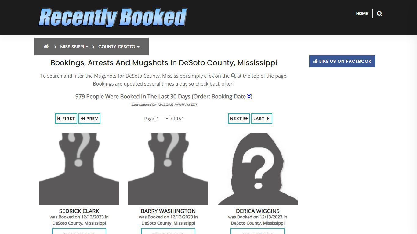Bookings, Arrests and Mugshots in DeSoto County, Mississippi